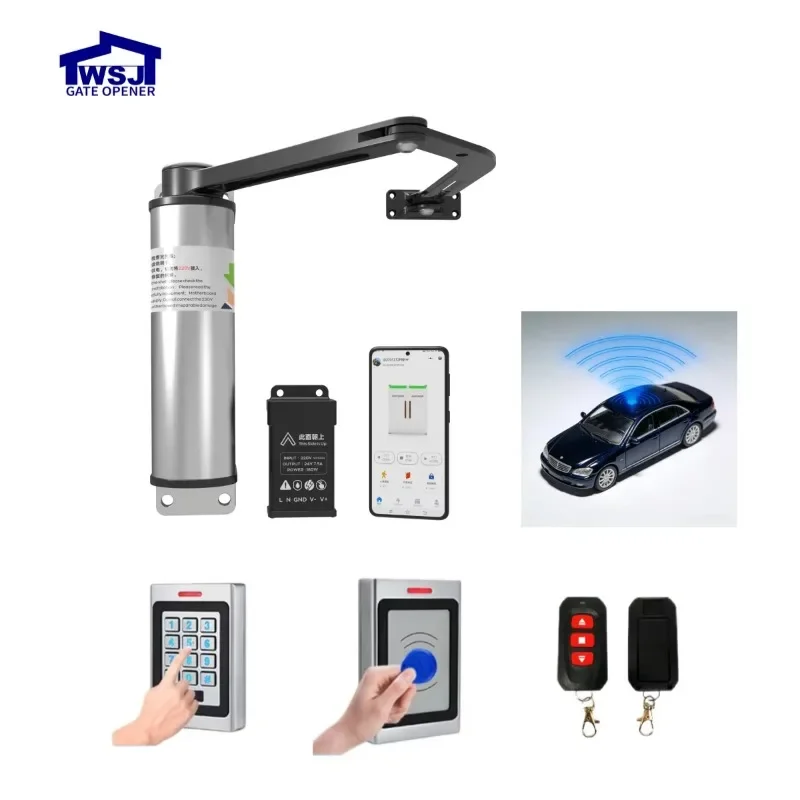 Modern heavy-duty automatic door opener for outdoor villa side-mounted swing door motors with curved arms