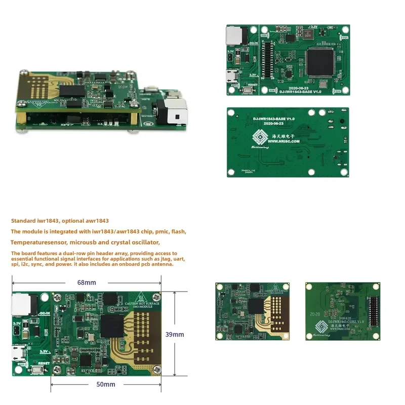 IWR1843 AWR1843 79GHz Millimeter Wave Radar Module Core Board High Precision Detection Ranging Sensor for Automotive