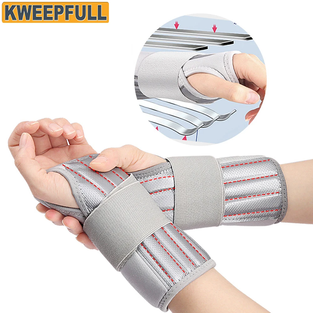 Carpal Tunnel Wrist Brace Support with Straps & Metal Splint Stabilizer, Helps Relieve Tendinitis Arthritis Carpal Tunnel Pain