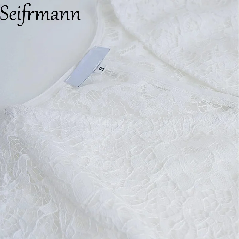 Seifrmann Solid Short Sleeve Slim Women Long Dress Sexy V-Neck High waist Lace Hollow Out Elegant Chic Summer Party Prom Dresses