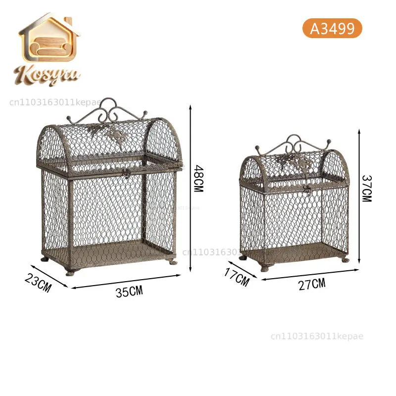 American industrial style wrought iron old bird cage decoration metal retro iron box flower utensils garden posing props
