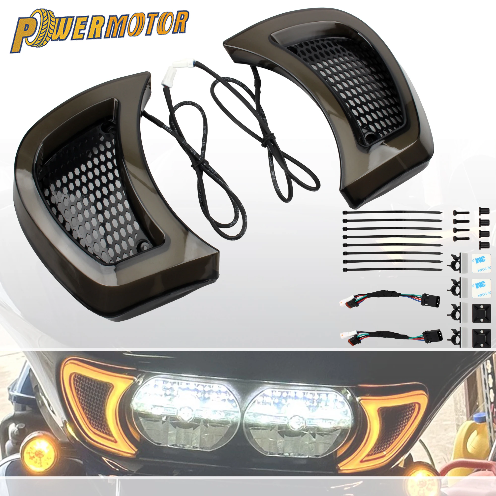 

For Harley Motorcycle LED Headlight Vent Accent Turn Signal Light Indicator Side Lights FLTR FLTRX FLTRU FLTRK 2015-2023 Parts