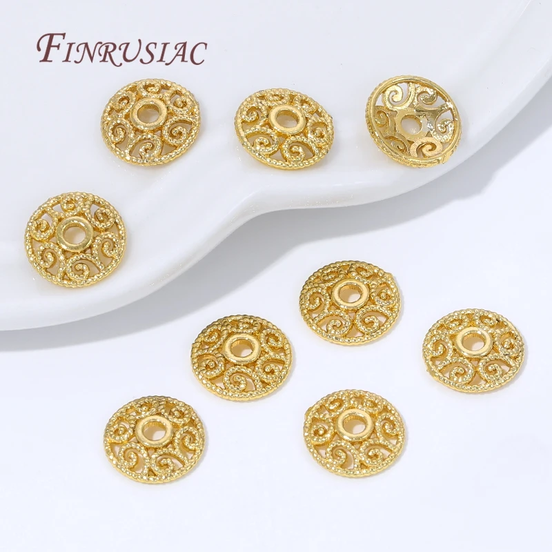 10/20 Stück 18K vergoldete Messing-Perlenkappen, Blumen-Perlenkappen für Schmuckherstellung, DIY-Halsketten- und Armband-Zubehör – Detail 33