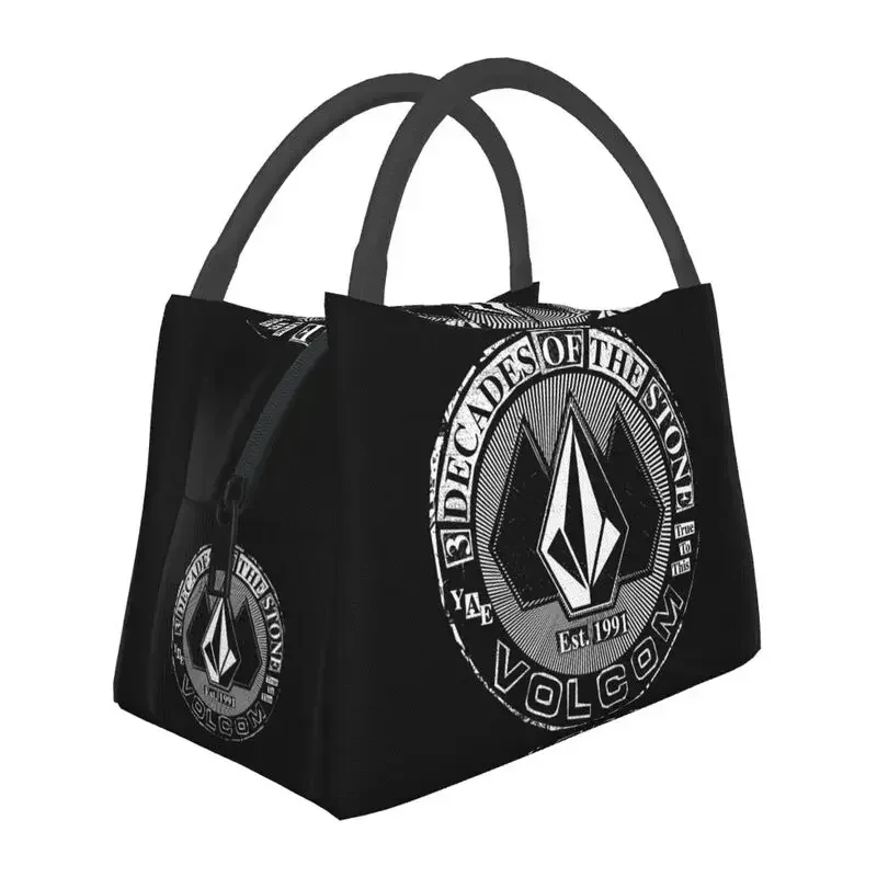 Volcoms Logo Portable Lunch Boxes Women Leakproof Thermal Cooler Food Insulated Lunch Bag Travel Work Pinic Container