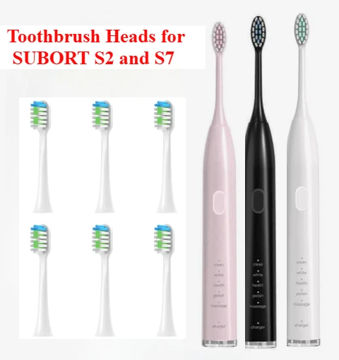 

8PCS Replacement Toothbrush Heads for SUBORT S2 and S7 Electric Toothbrush Accessories Nozzles Bristles white
