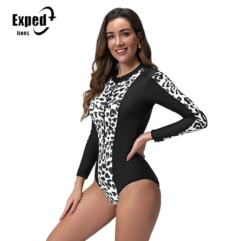 

Woman Quick Dry Swimwear Surfing Suit 2024 Adult Diving Clothes One-Piece Bathing Suit Woman Swimsuit Long-Sleeve