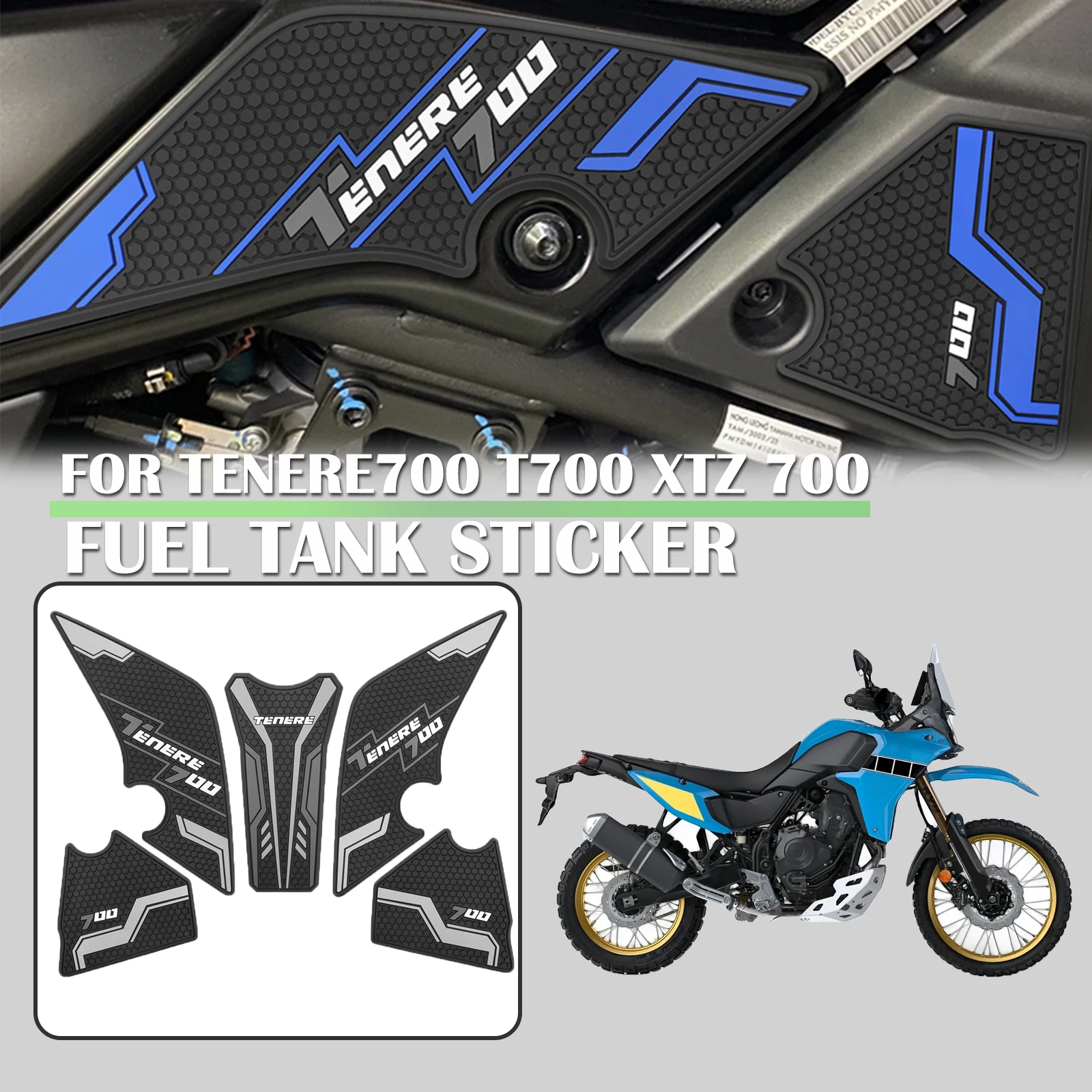 

For YAMAHA TENERE 700 T700 XTZ 700 2019-2021 2022 Tank Pad Motorcycle Fuel Tank Pad Non-slip Side Fuel Tank Waterproof Pad