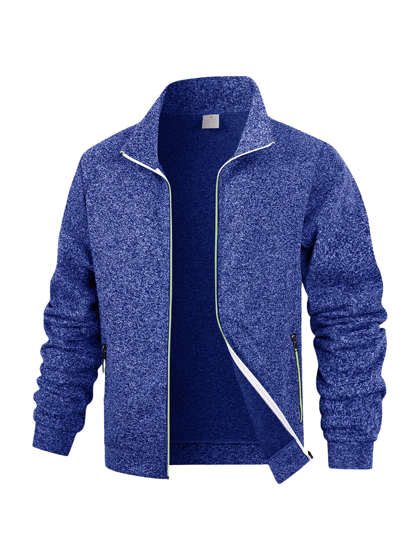 Men's Stand Collar Full Zip Jacket Casual Outdoor Hiking Running Coat Zipper Pockets Slim Fit Sports Track Top For Autumn Winter