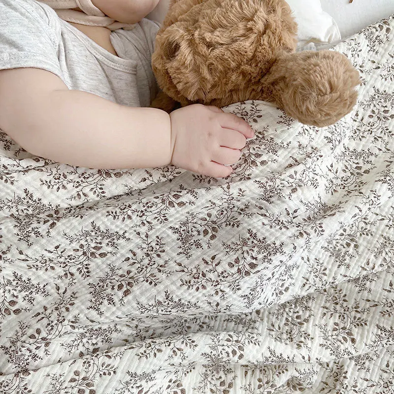 الصيف الطفل بطانية 2 طبقة رقيقة القطن قماط التفاف الشاش البطانيات الأزهار طباعة الشاش التقميط الأطفال منشفة الفراش العناصر