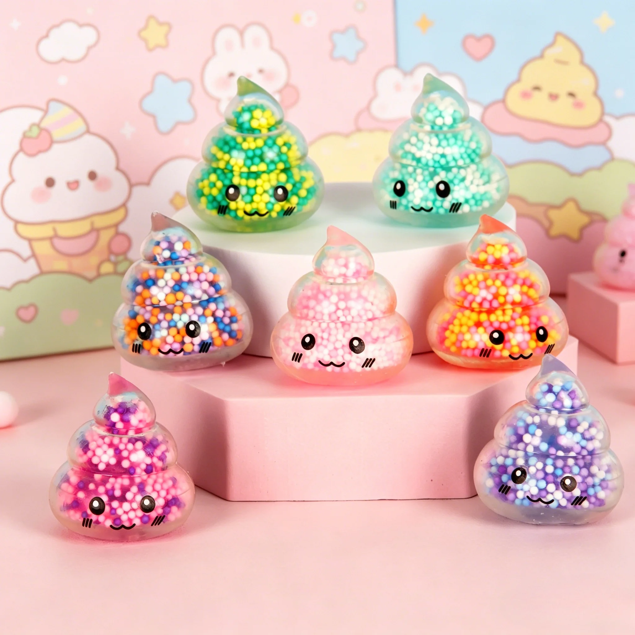 

New Mini Stretchy Poop-Shaped Squishy Fidget Toys Colorful Elastic Rubber Mood Relief Sensory Ball Anti-Stress Fidget Gadget