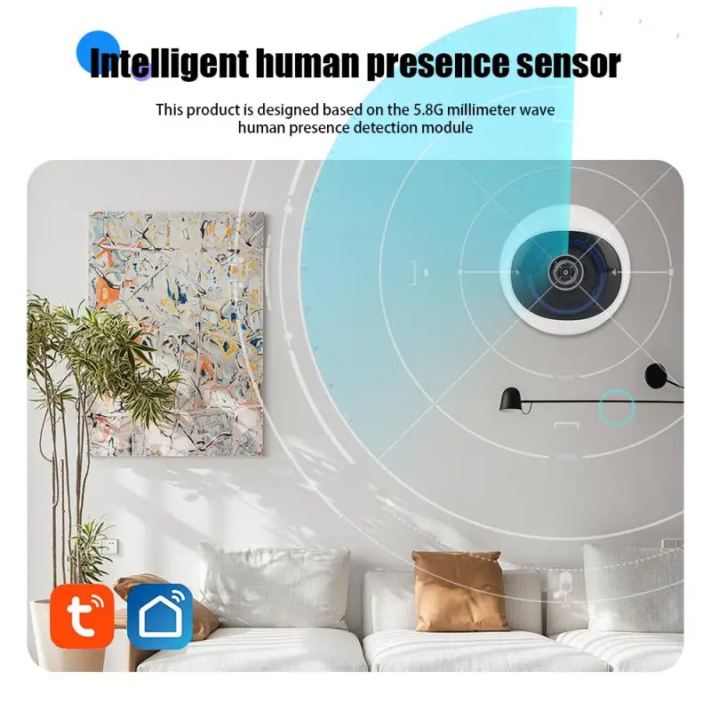 Tuya-Sensor de movimiento Zigbee, conexión inteligente, Radar de frecuencia de onda milimétrica, protección de seguridad, WiFi, 5,8G