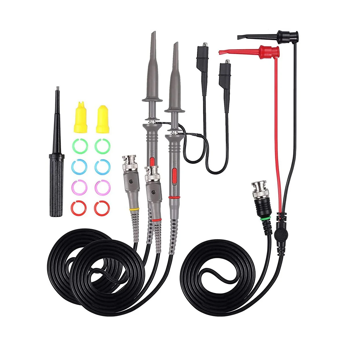 P6100 100 MHz Oscilloscope Clip Probes with BNC to Test Lead Kit