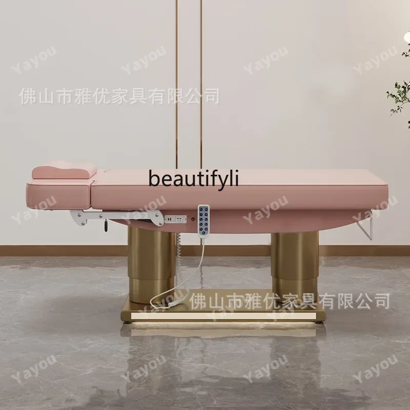 Golden Stainless Steel Electric Beauty Bed Beauty Salon Massage Couch Tattoo Tattoo Embroidery