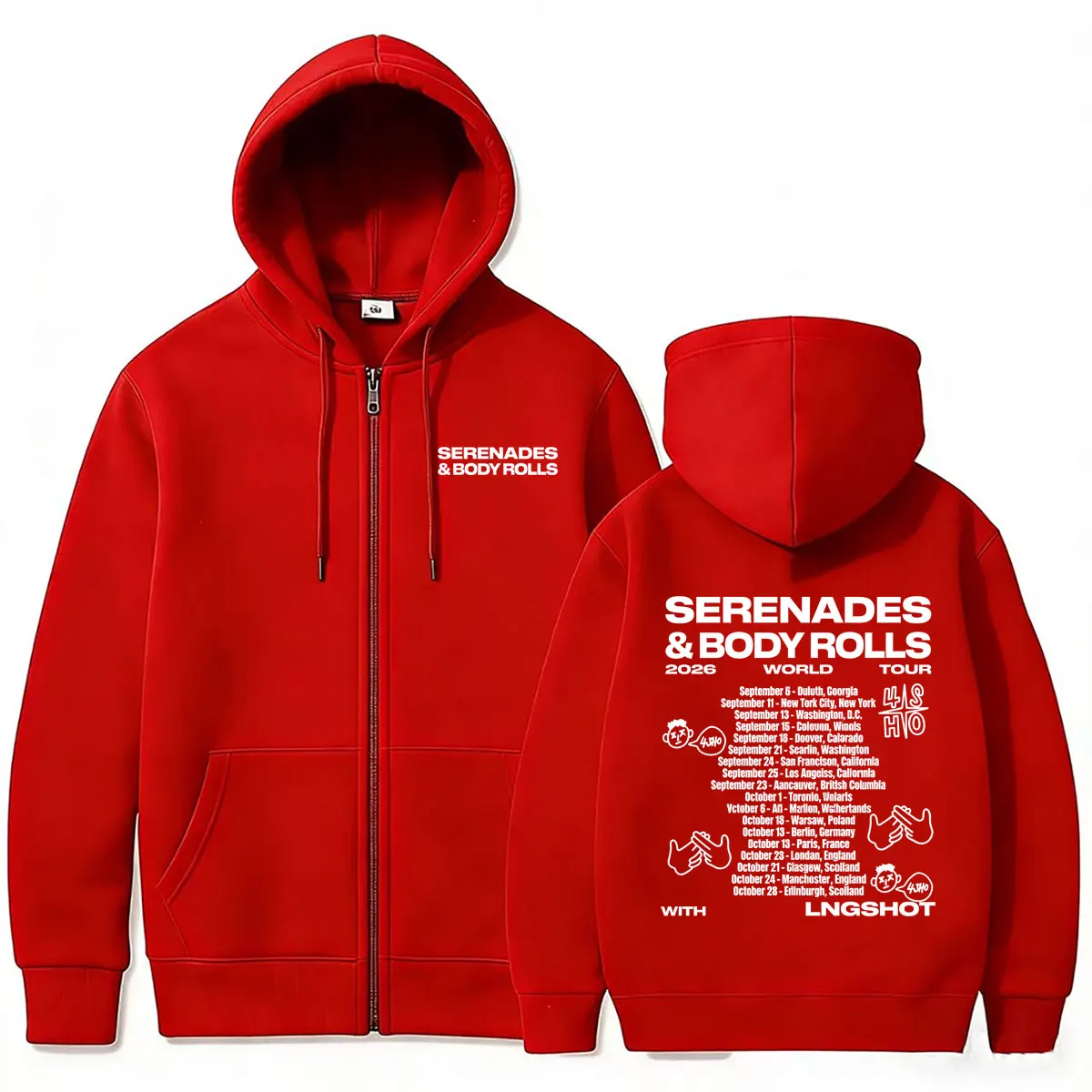 Koreanische Band Jay Park Lngshot Serenades & Body Rolls 2026 World Tour Zipper Hoodie für Männer und Frauen Kpop Mode Vintage Zip-Up Hoodies – Detail 5