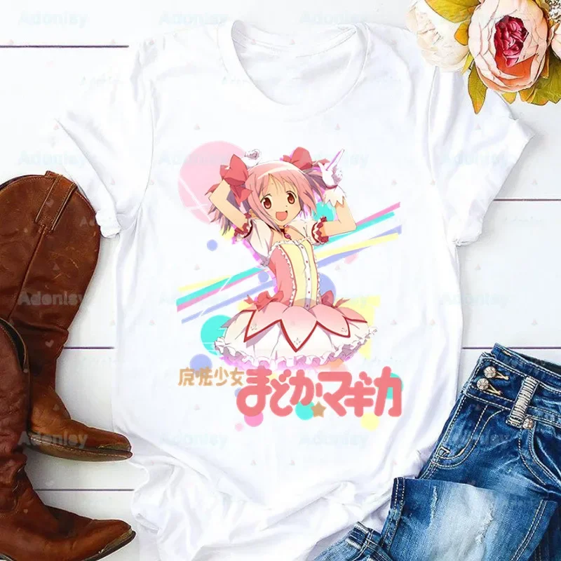 Madoka Magica Puella Magi Women T Shirt Girl Harajuku Mahou Shoujo Kyubey Homura Hakemi Kaname Mami Graphic Tops Kawaii T-shirt