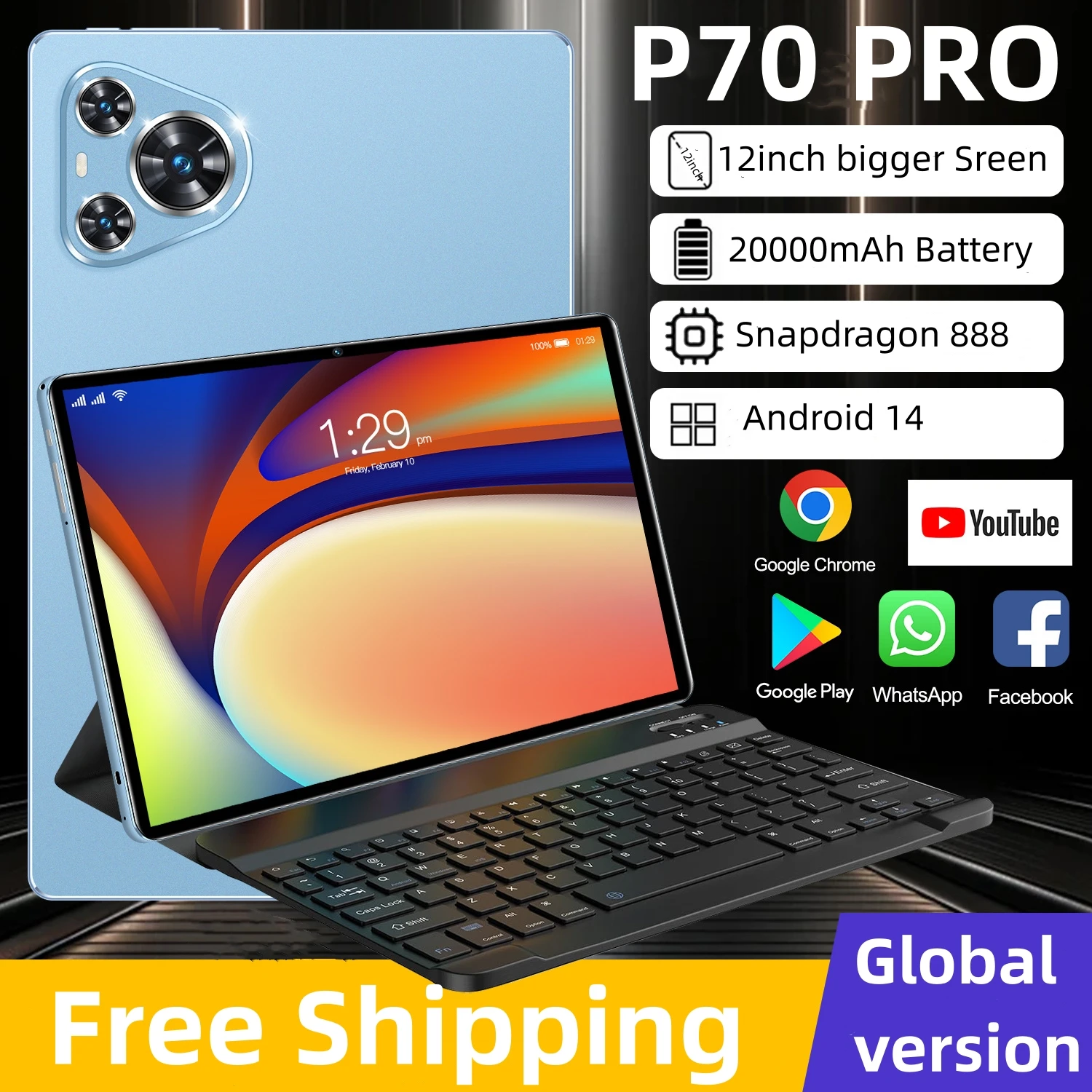 Originele Tablet Pad 7 Pro Tablet 12 Inch Android 14 Wereldwijde Snapdragon 888 16Gb + 1024Gb
