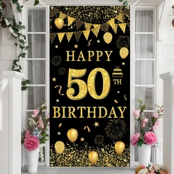 Black Gold Flag Door Hanging Banner 18th 30th 40th 50th Birthday Party Decorations Adult 30 40 50 60Year Birthday Party Supplies