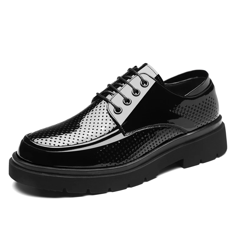 

2026 Summer New Men's Leather Shoes Breathable Business Dress Leather Shoes Hollow British Style Dress Shoes