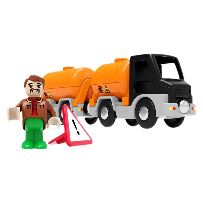 Château à huile à inertie magnétique, remorque de simulation avec poupée, Compatible avec la piste en bois, Puzzle pour enfants, voiture jouet ABS, XT219