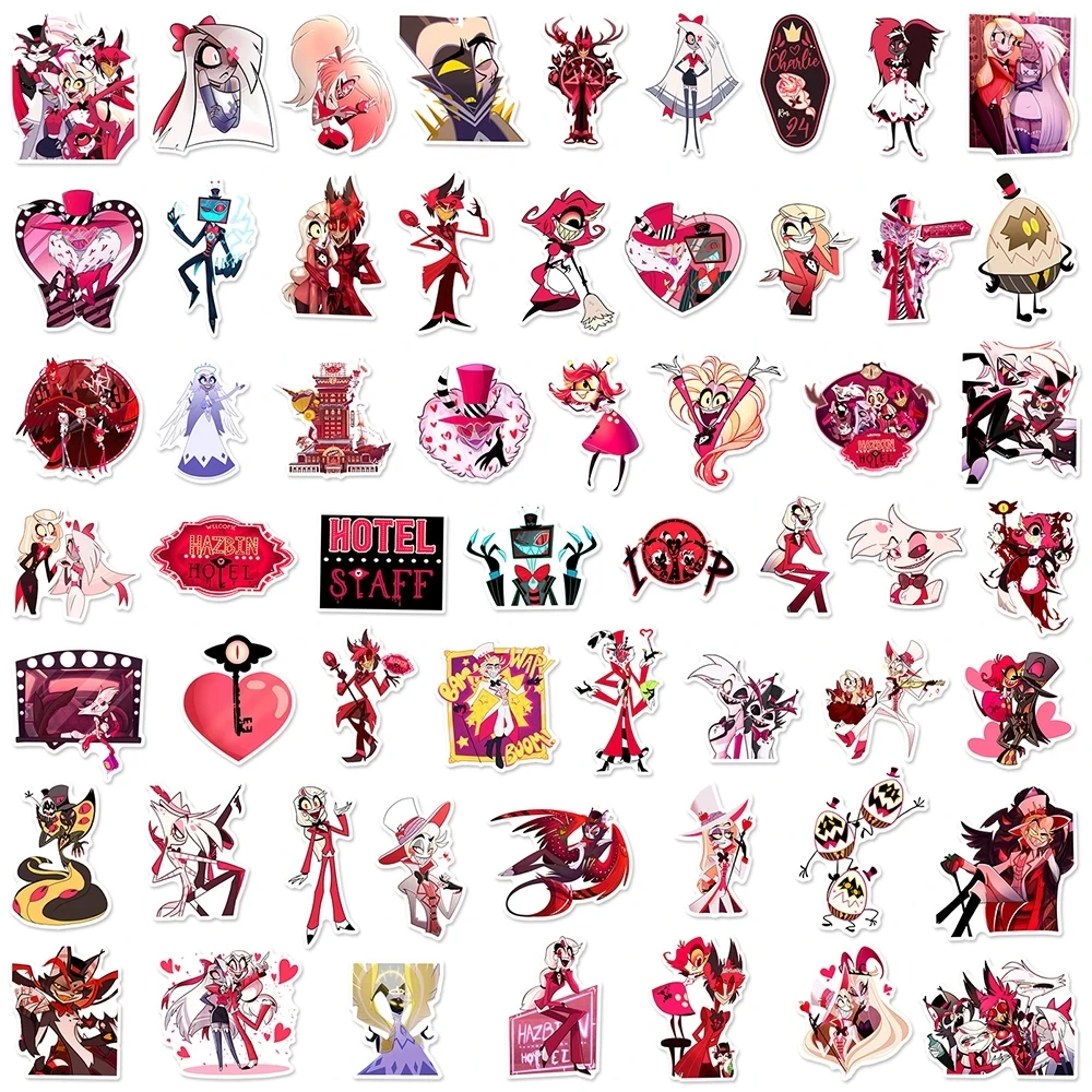 10/30/56pcs Hazbin Hotel Cartoon Stickers Anime Helluva Boss Graffiti Toy DIY Laptop Helmet Fridge Notebook Skateboard Car Decal