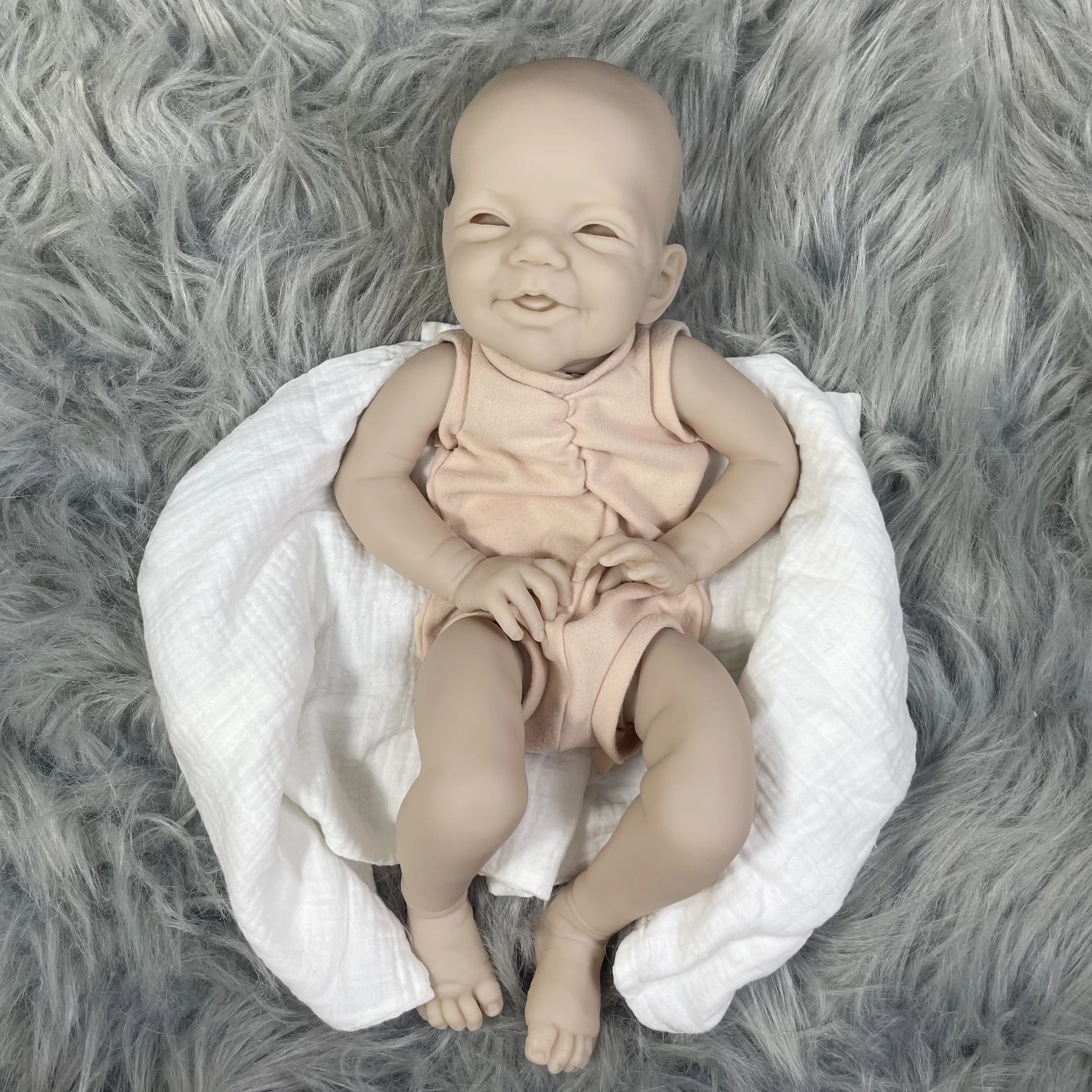 19 인치 비닐 다시 태어난 인형 키트 찰리 신생아 비닐 DIY 수제 장난감 다시 태어난 금형 키트 천 몸과 눈