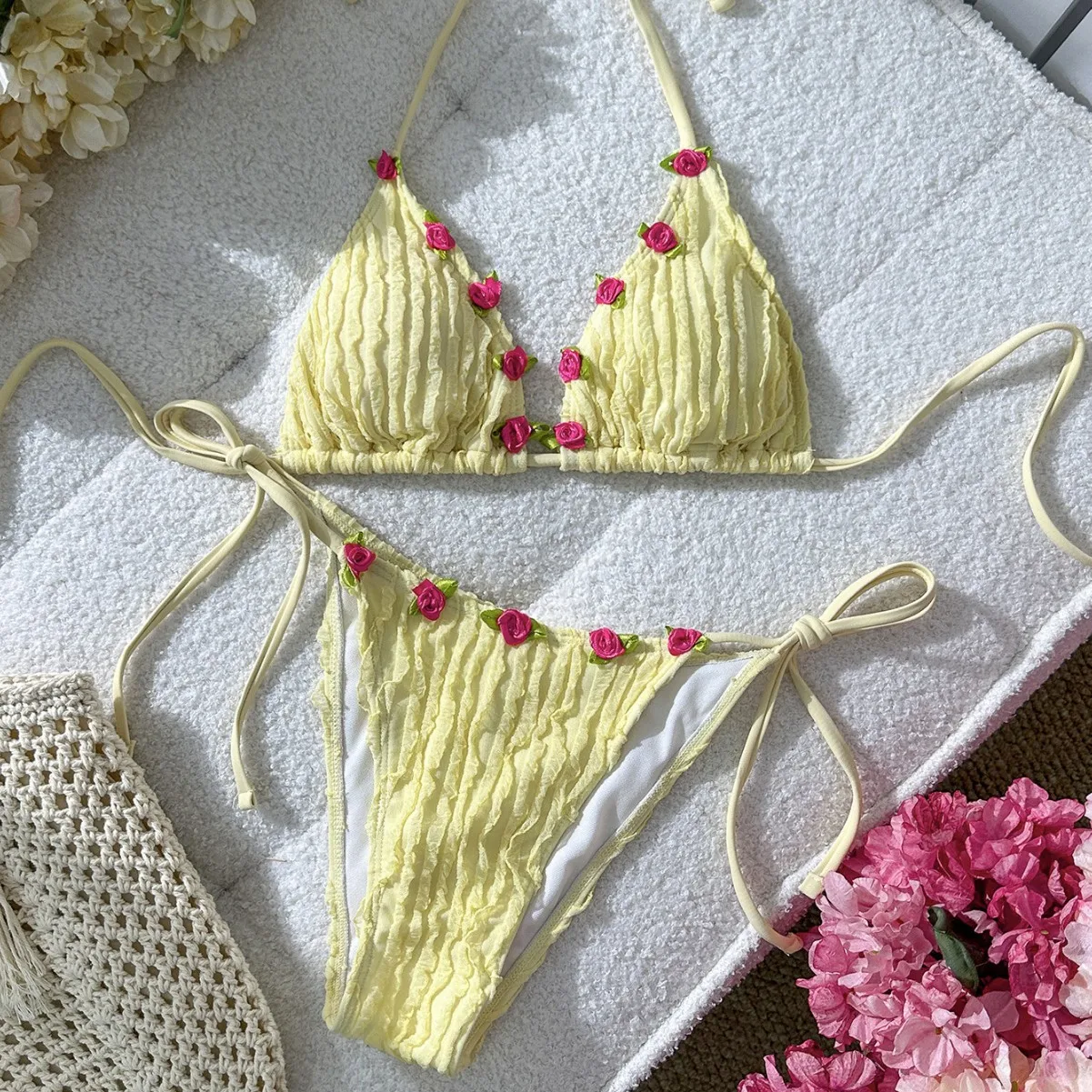 

Сексуальный женский купальник-бикини с волнистым краем, элегантный повседневный купальник