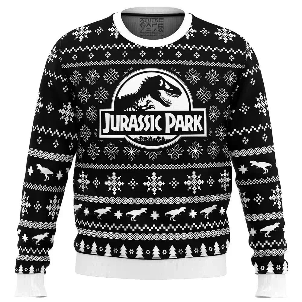 2024 Autumn Winter Men\'s Jurassic Park Christmas Head Ugly Christmas Hoodie Women\'s Casual Sports Party Hoodie