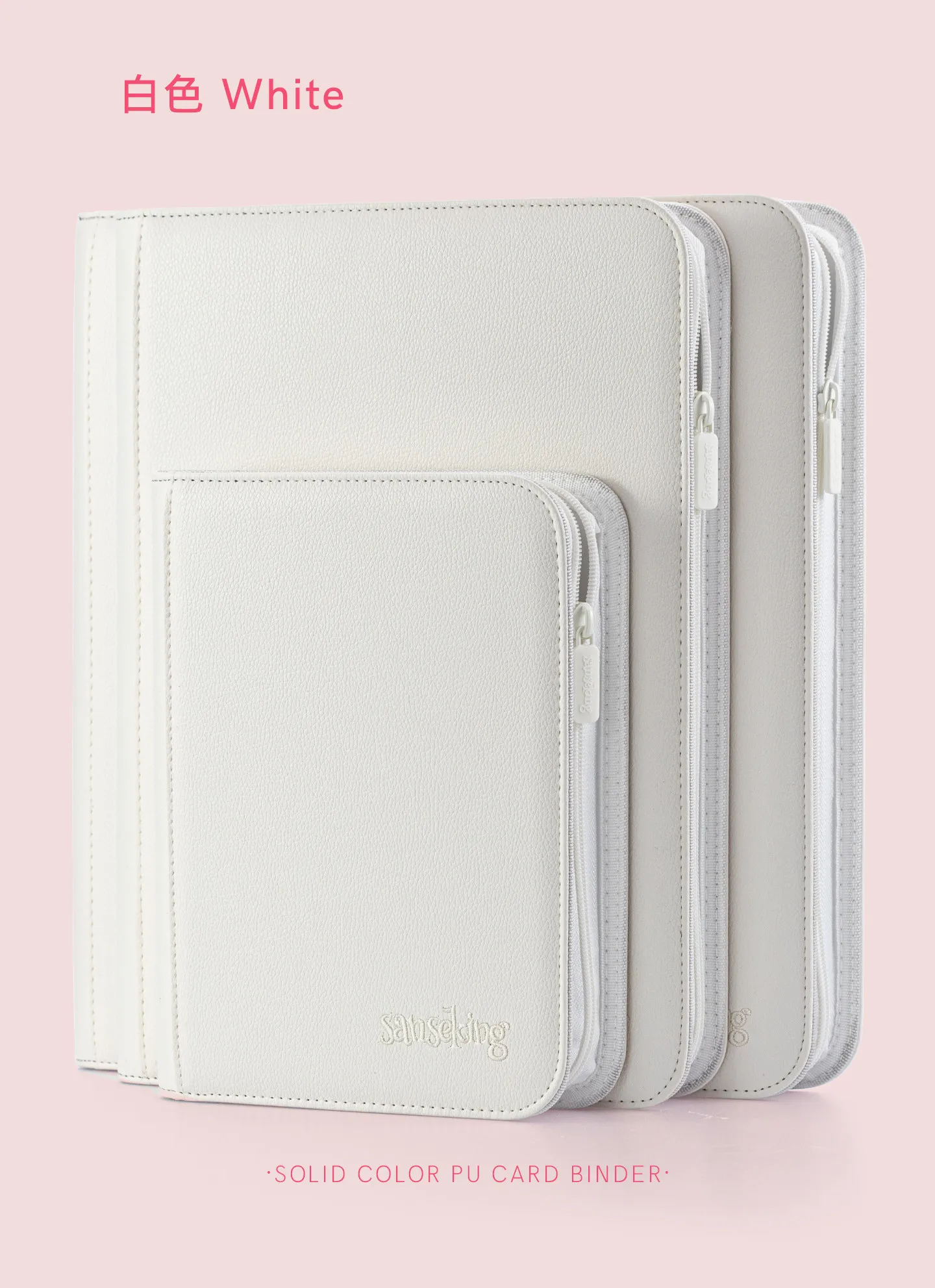 For PTCG Premium Zipper 4 9 12 Pocket PU Card Binder Aesthetic Pink White Album Trading Card Collection Fan Photo Storage Folder