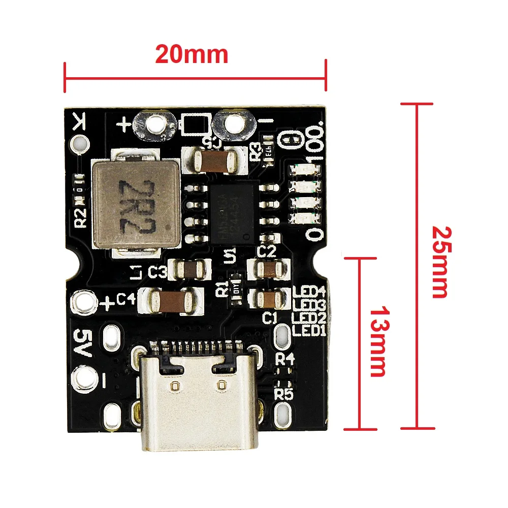 Type-C USB 5V 2A Boost Converter Step-Up Power Module Lithium Battery Charging Protection Board LED Display USB Charger