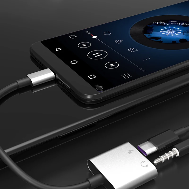 USB C to Type-C and 3.5mm Aux Adapter USB C Audio Charge Cable Original for Huawei Xiaomi Redmi Type-C-earphone Connetor Plug
