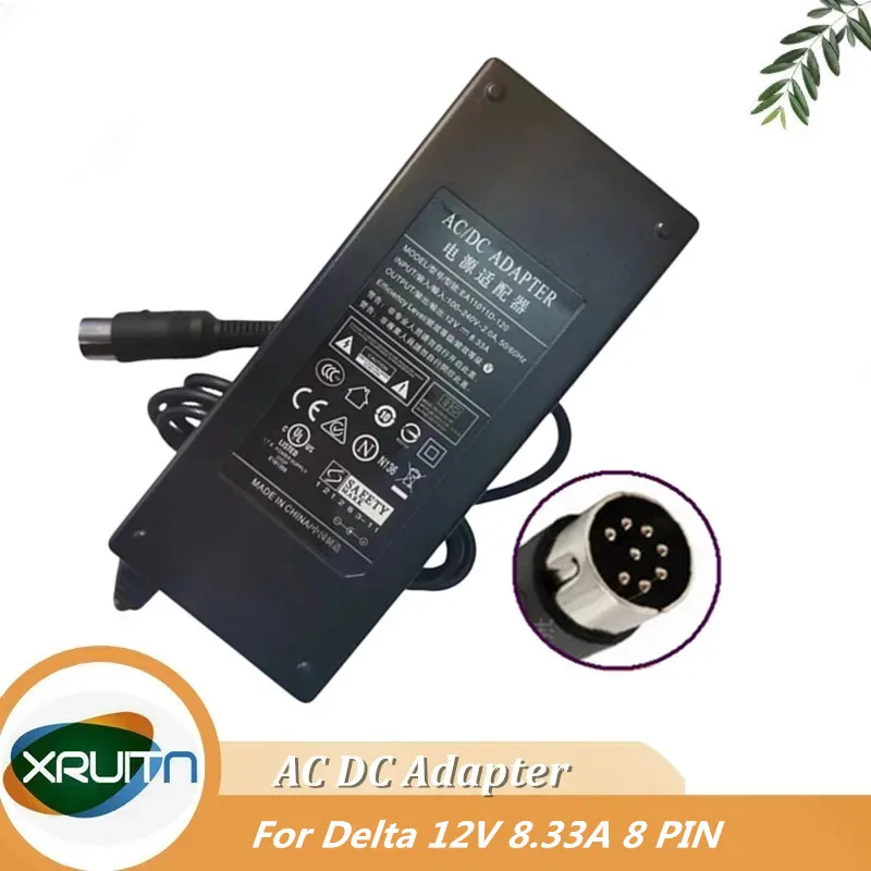 

100W Replacement AC DC Adapter Charger For DELTA 12V 8.33A 8-Pin Plug ADP-100EB ADP100EB 8PIN Medical Monitor Power Supply