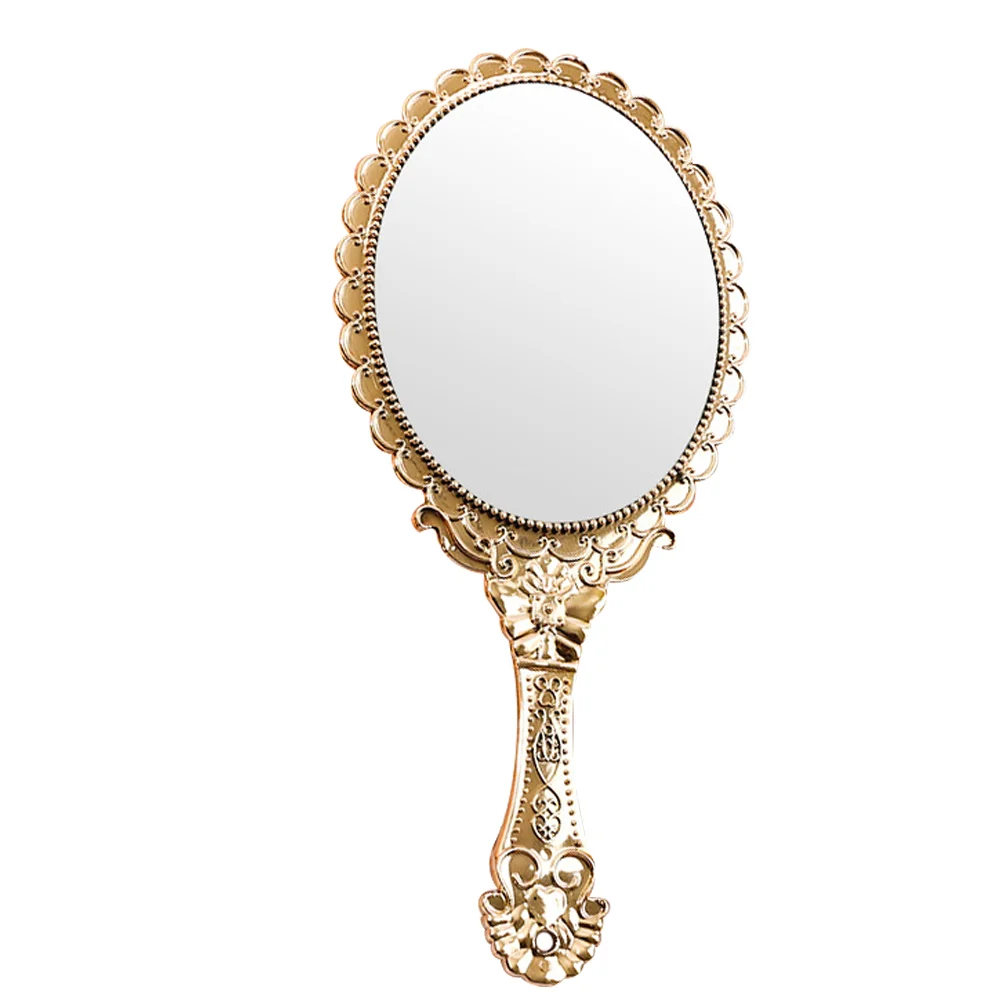 Baroque Style Handheld Mirror Small And Portable Makeup Mirror For Travel Hand Held Self Hair Cutting Mirror True Reflection