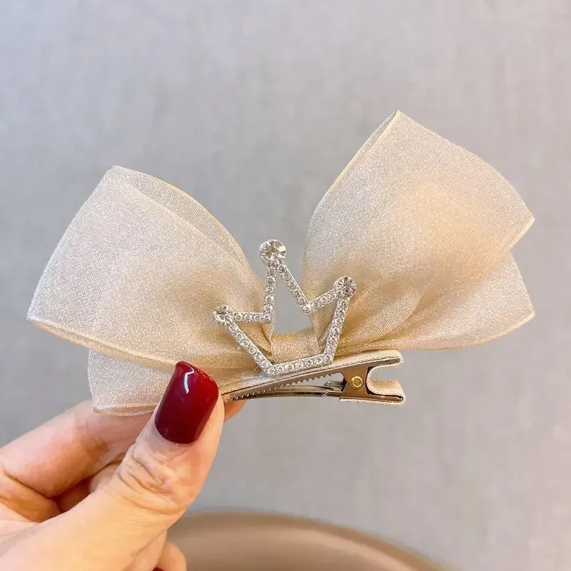 Koreanische Gaze Kinder Bogen Haar Pin 3D Prinzessin Krone Haar Pin Geburtstag Fotografie Headwear Mädchen Kinder Haar Zubehör