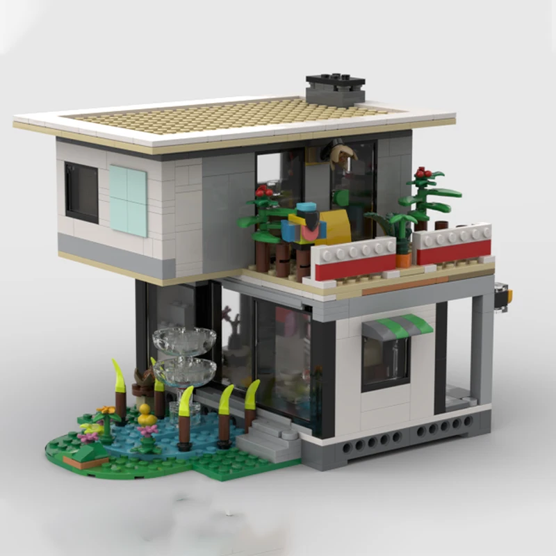 806 個 MOC モダンハウス ガーデン付き 31153 の代替構築 スタイリッシュな居住可能な DIY モデルビルディングブロック 誕生日おもちゃギフト