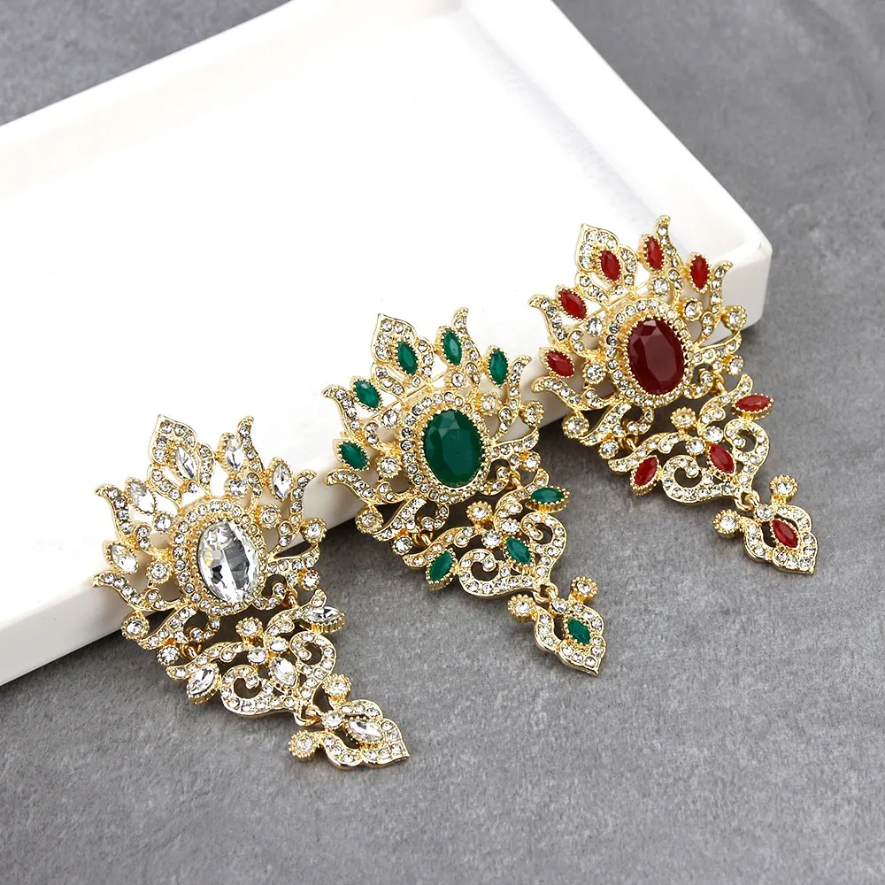 Sun spicems Mode Kristall Blume Brosche Pin für Frauen Gold Farbe Algerien Marokko Hochzeits schmuck Kaftan Revers Broschen Broschen
