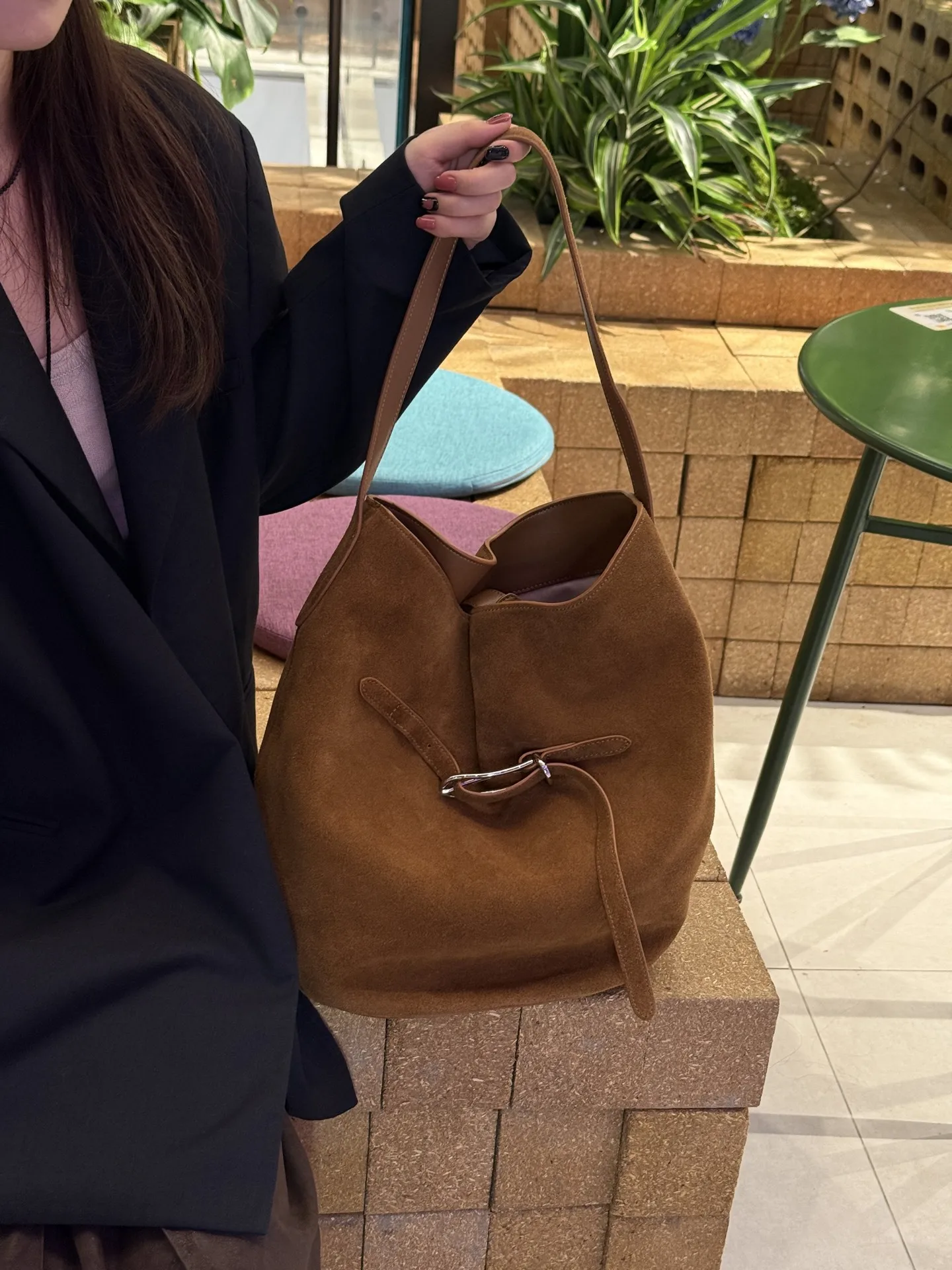 FIRMRANCH 2025 Autumn/winter Lazy Suede Cowhide Versatile Large Capacity Shoulder Bag Tote For Women Bucket Retro Trend Purse