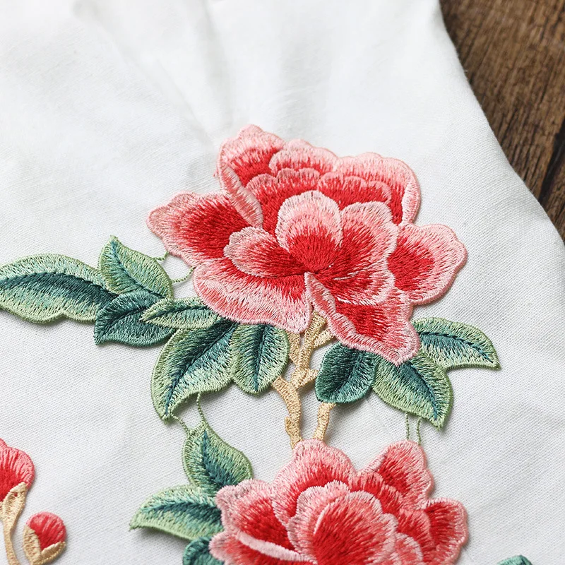 1 Piece Fine Embroidery Peony Sew on Patch for Clothing Big Size Patch DIY Repair Creative Decoration Glue-free