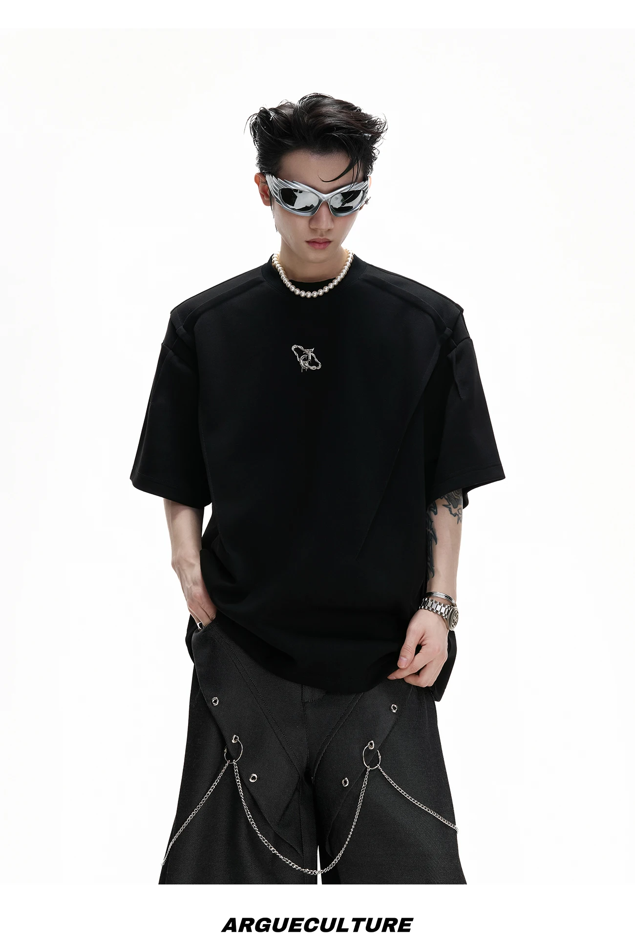 American High Street Fashion Trend Round Neck Short-sleeved T-shirt Handsome Boys and Teenagers Casual Loose  Half-sleeved Top
