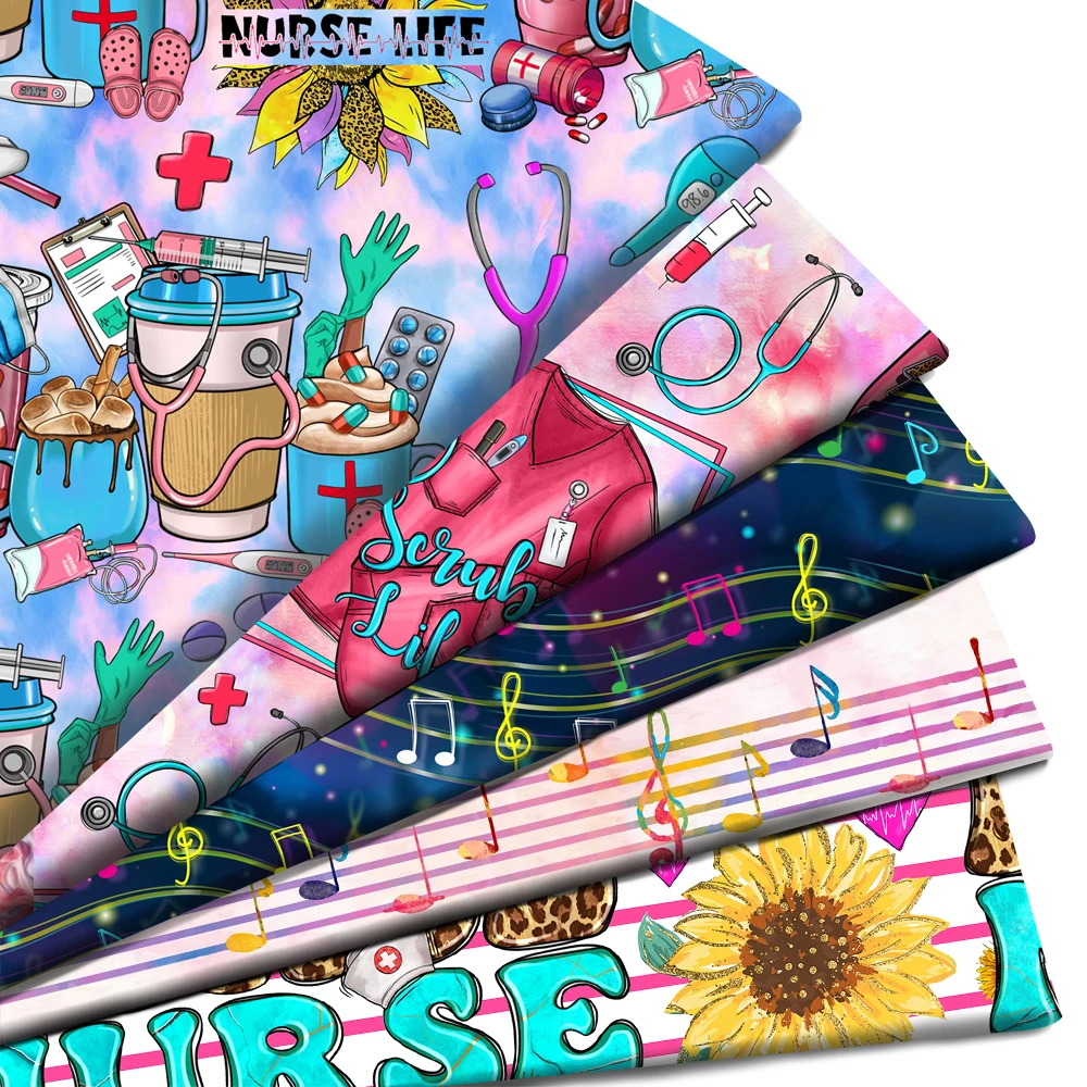 50*145cm Healthy Nurse Music Polyester Cotton Fabric for Tissue Sewing Quilting Fabrics Needlework Material DIY Handmade