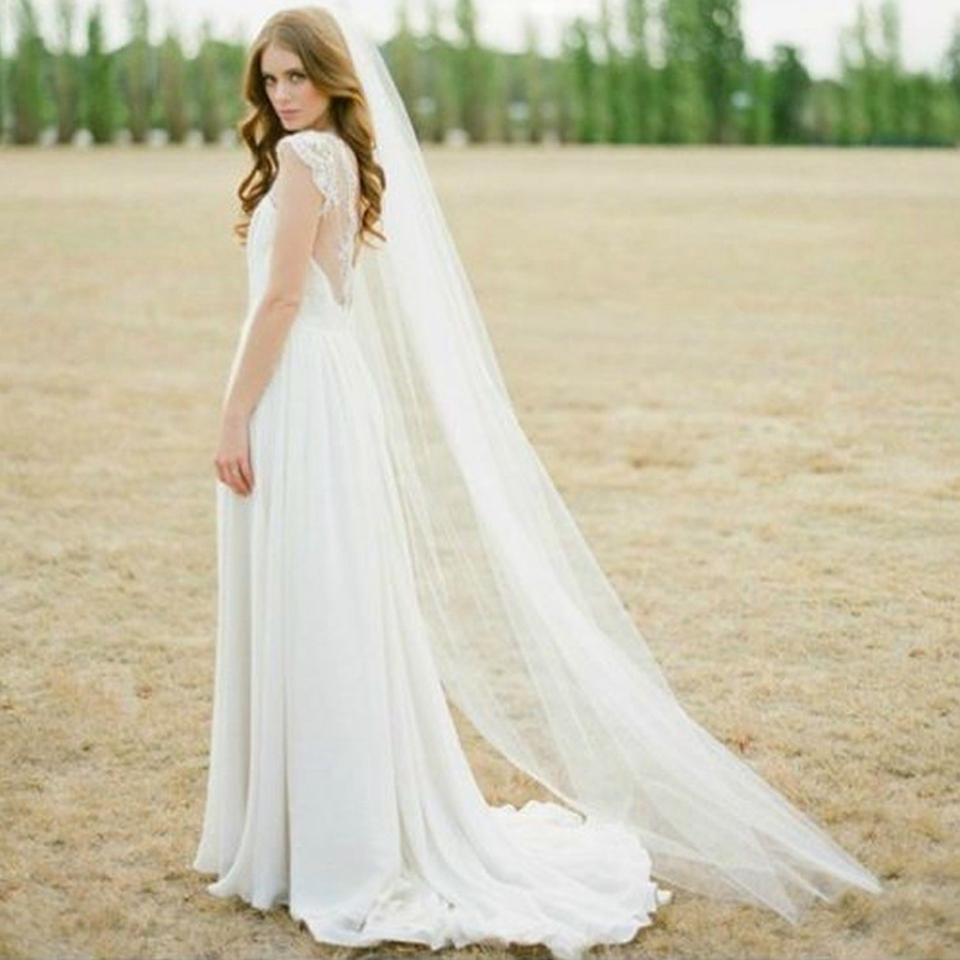  Hot Long Tulle Wedding Veils One Layer With Comb Bridal Veil For Bride Wedding Accessories 