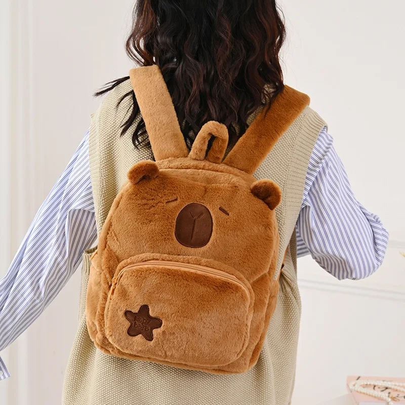 Brown Capybara Children Girl Backpack Kid Plush Bookpack Cute Capybara Cartoon Princess Kindergarten School Boy Girl Backpack