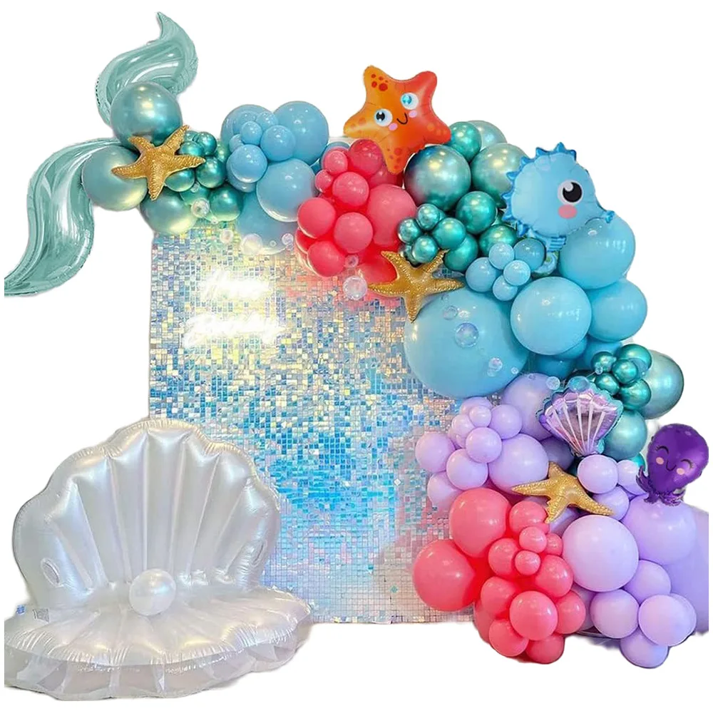 Mermaid Tail Balloon Arch Mermaid Shell Balloons Under the Sea Theme Balloon Garland Arch Kit for Birthday Party Baby Shower Dec