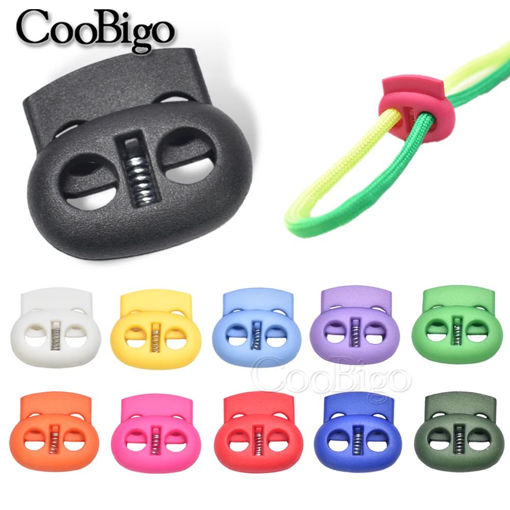 20pcs Plastic Stopper Cord Lock Bean Toggle Clip Apparel Shoelace Sportswear Rope Lanyard Accessories Mixed Colorful 5mm Hole