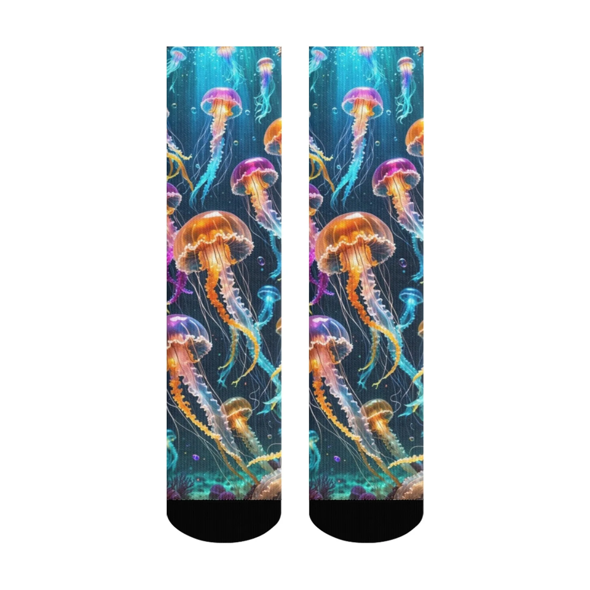 Ocean Light Chaussettes méduses colorées Nouveauté Happy Funny Hip-Hop Chaussettes pour hommes Confortables Mode Loisirs Sports de plein air Chaussettes