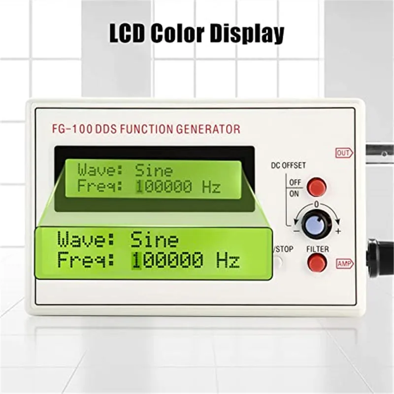 FG-100 DC 3.7-10V DDS Signal Generator LCD Display 1Hz-500KHz Functional Sine Triangle Square Frequency Sawtooth Wave Waveform