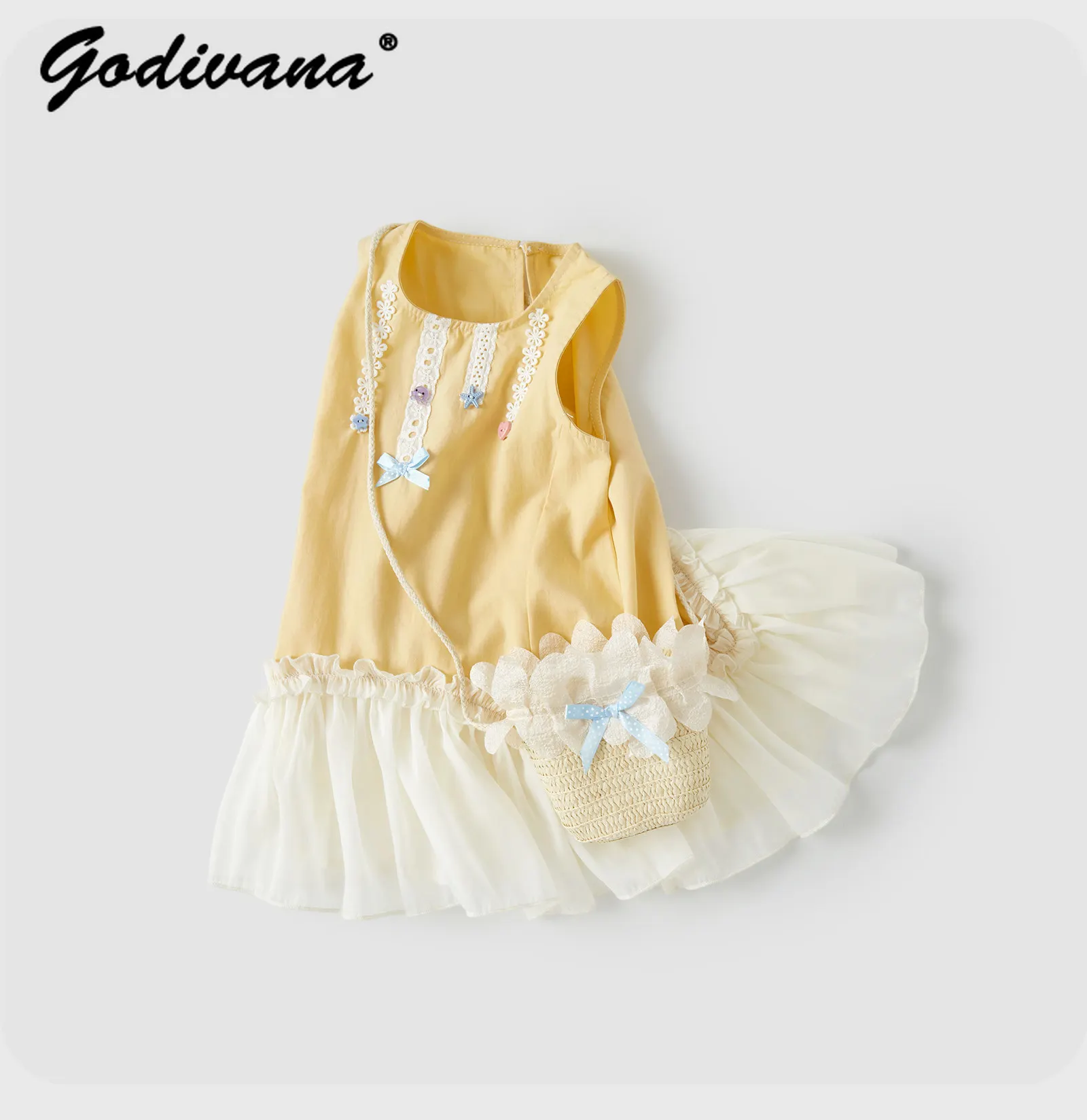 Baby Girls Summer 2026 New Fashion Pure Cotton Short Sundress French Childrens Sweet Sleeveless Lace Embroidery Princess Dress
