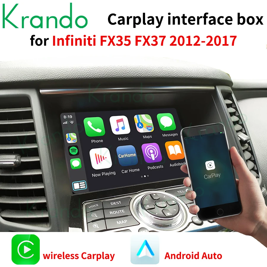 Krando Wireless Apple CarPlay Android Auto Interface Box For Infiniti M37 M25 M35 M56 Q70 G25 G37 Q40 QX50 EX25 EX37 QX60 G35