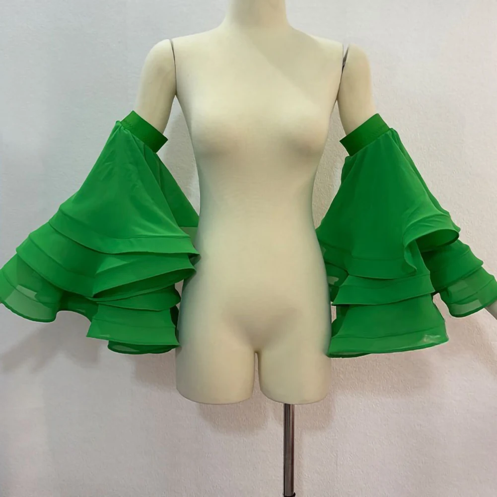 

Аксессуары для бальных танцев «рыбья кость», специальные ручные плавающие пушистые танцевальные товары на заказ, травяной зеленый национальный стандарт, танцевальный рукав