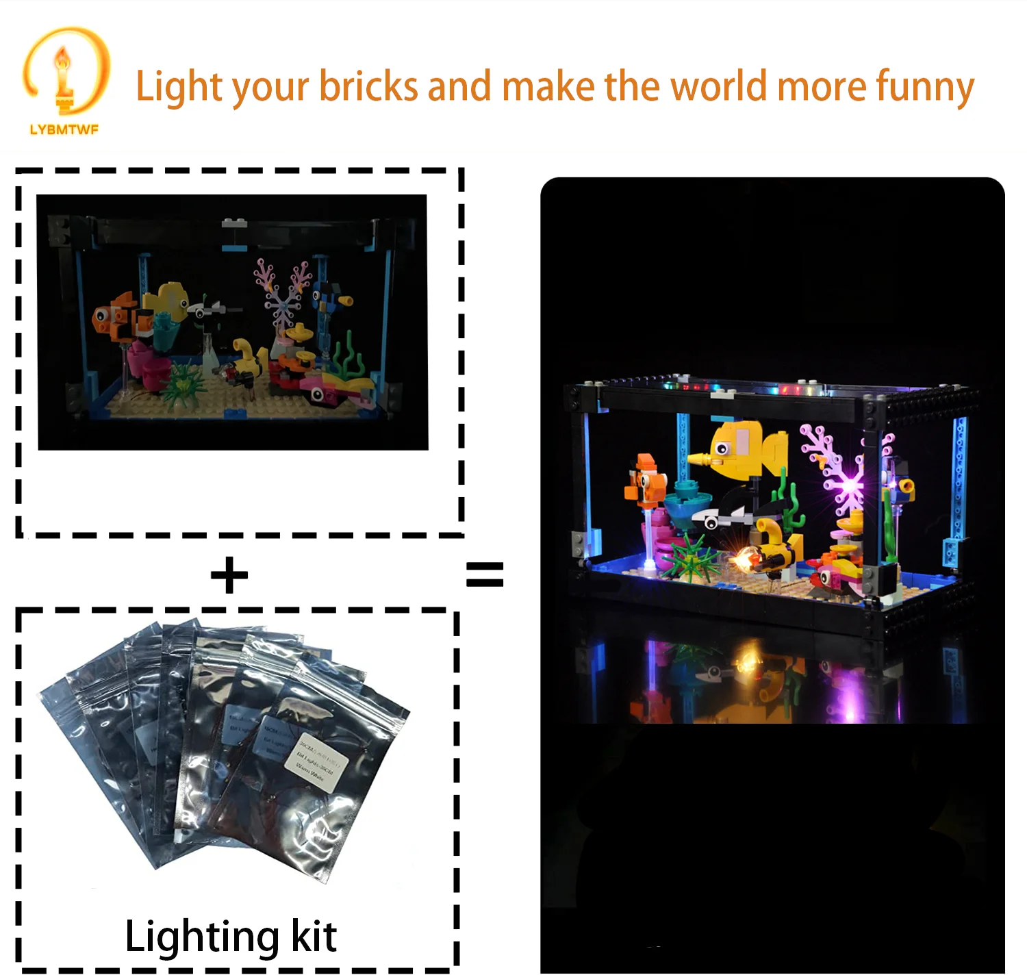 LYBMTWF LED Lights For 31122 Creator 3-in-1 Fish Tank Decorative Lamp With Battery Box (Not Include Lego Building Blocks)