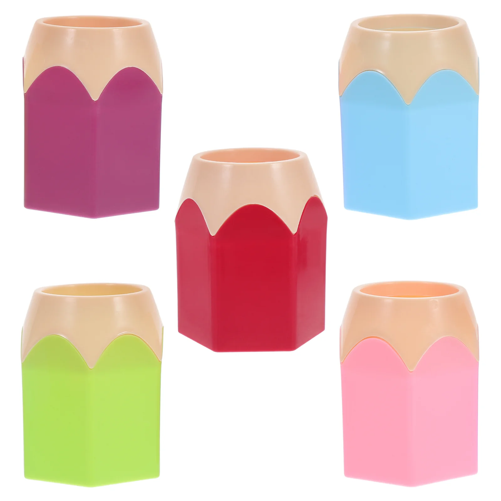 5 Pcs Student Stationery Desktop Storage Pen Holder Pencil Dispenser for Classroom Cups Holders Lead Pencils Makeup Brush